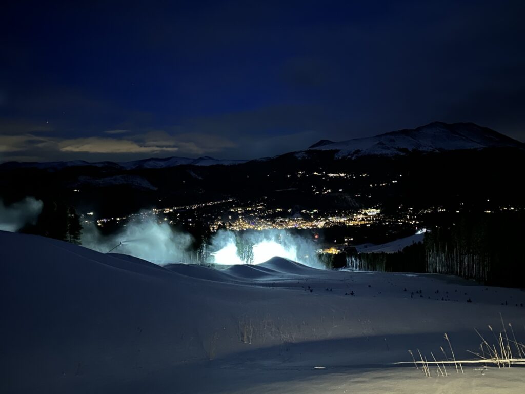 Breckenridge nighttime snowmaking
